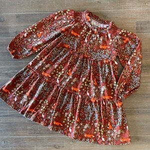 Mini Boden Tiered Jersey Dress Roasted Chestnut Brown Fox Sz 3/4